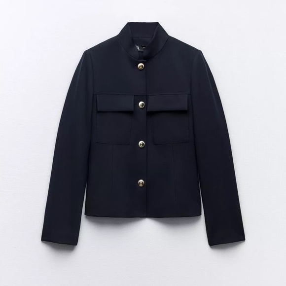 Zara high collar button detail blazer - Picture 6 of 9